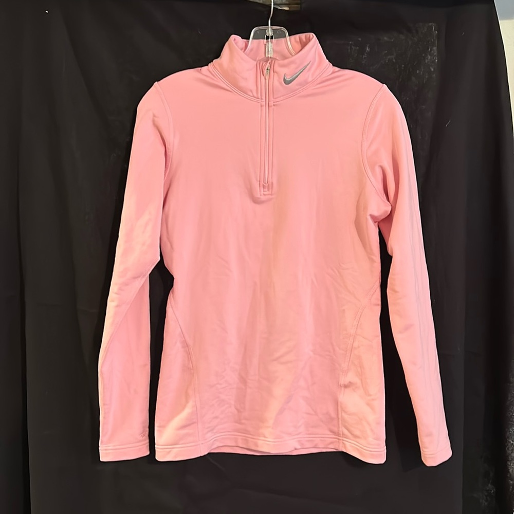 Nike pink zip neck workout top